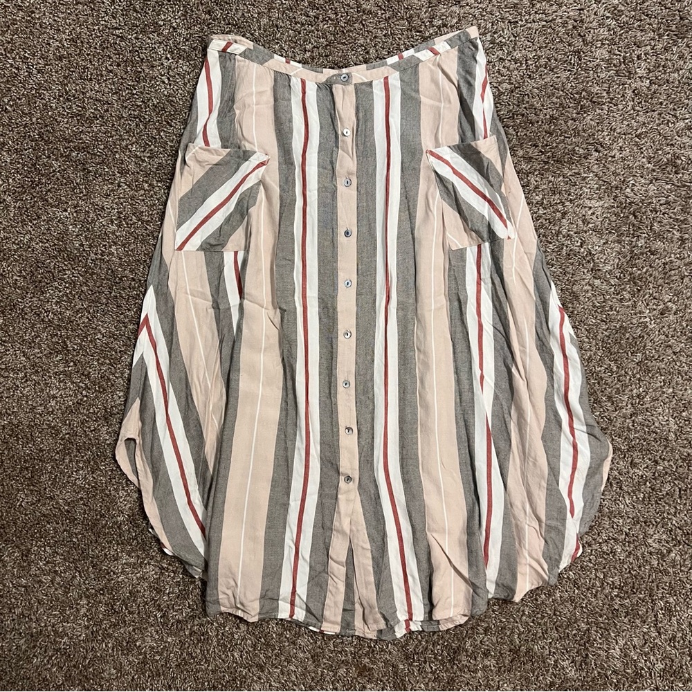 O’Neill Striped Midi Skirt with Button Front Size Large - Picture 9 of 13